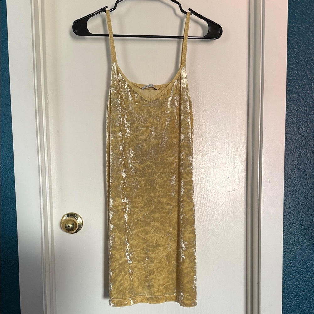 ZARA Gold Velvet Slip Dress